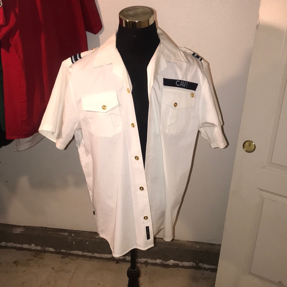 White military style button down